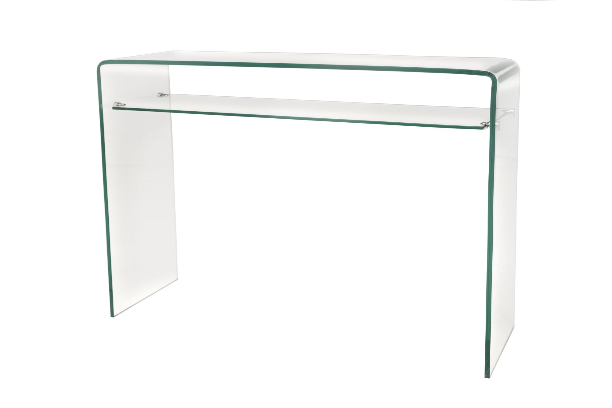 FANTOME Consola de diseño de cristal transparente de 100 cm con estante