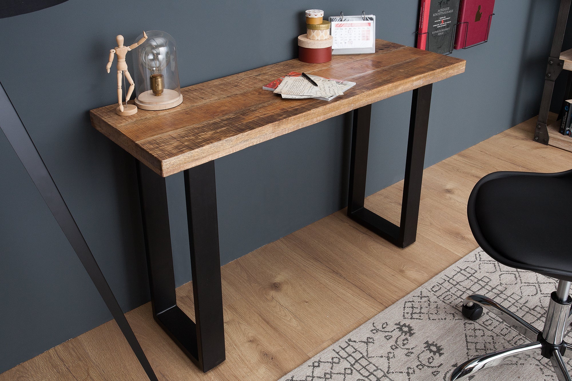 Consola de diseño IRON CRAFT 115cm en madera de mango y hierro