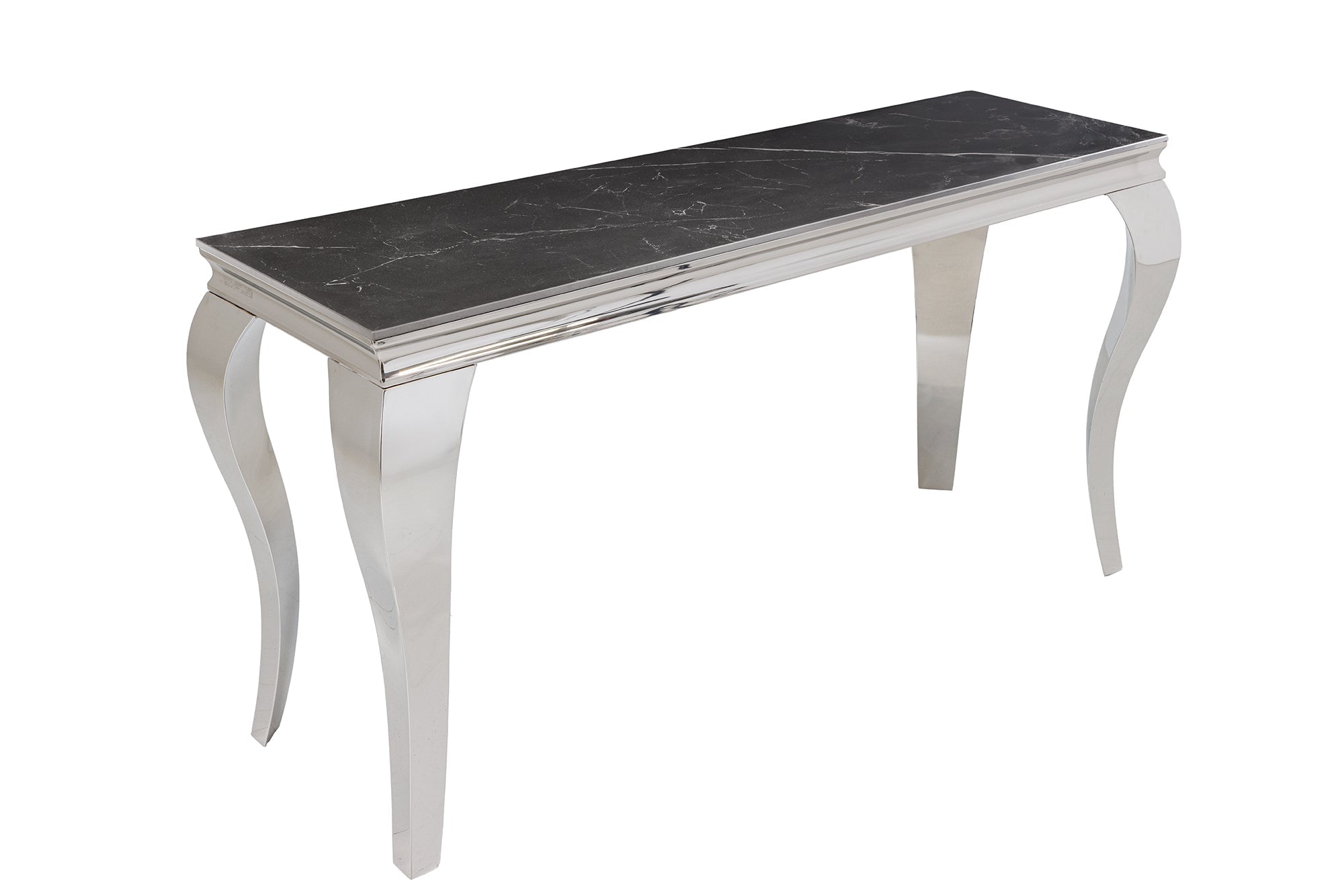 Consola de diseño MODERNE BAROQUE 140cm negro antracita cromo cerámica mármol