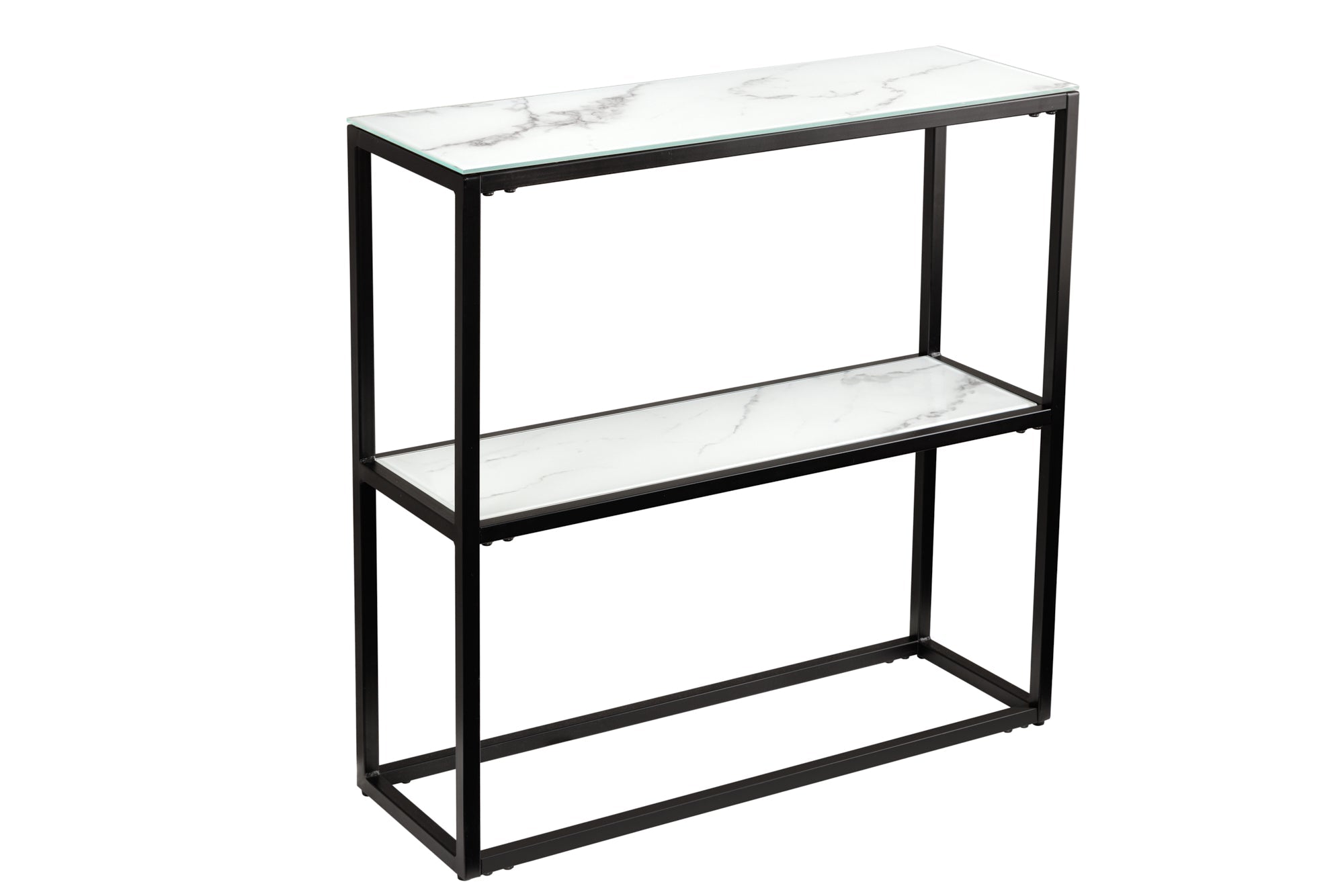 Consola elegante BOUTIQUE 81cm cristal blanco decoración mármol marco negro