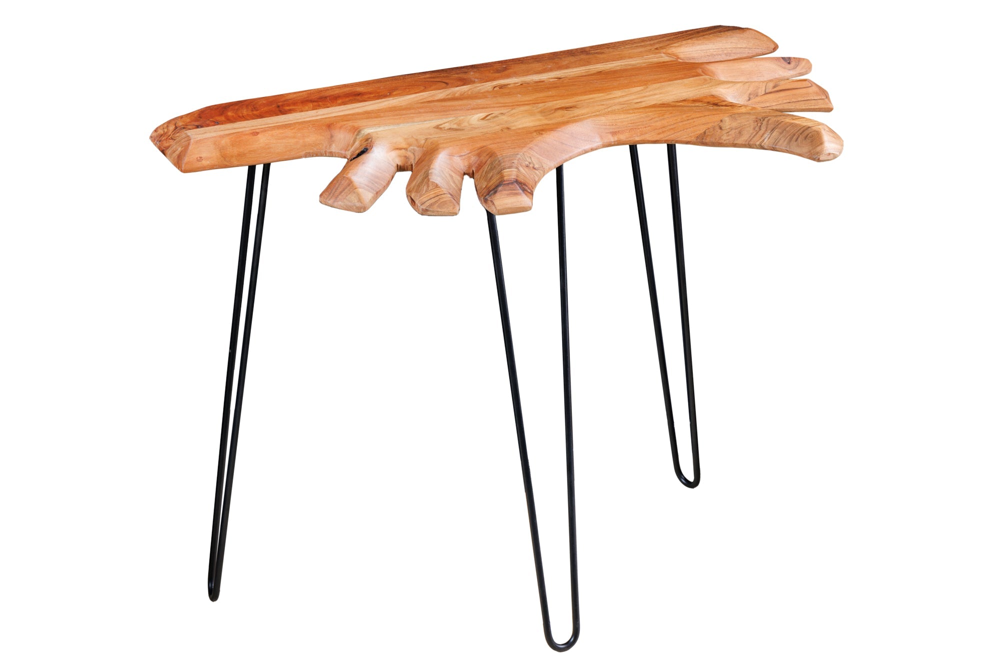 Consola de madera maciza WILD 105cm patas de acacia natural horquillas borde de árbol