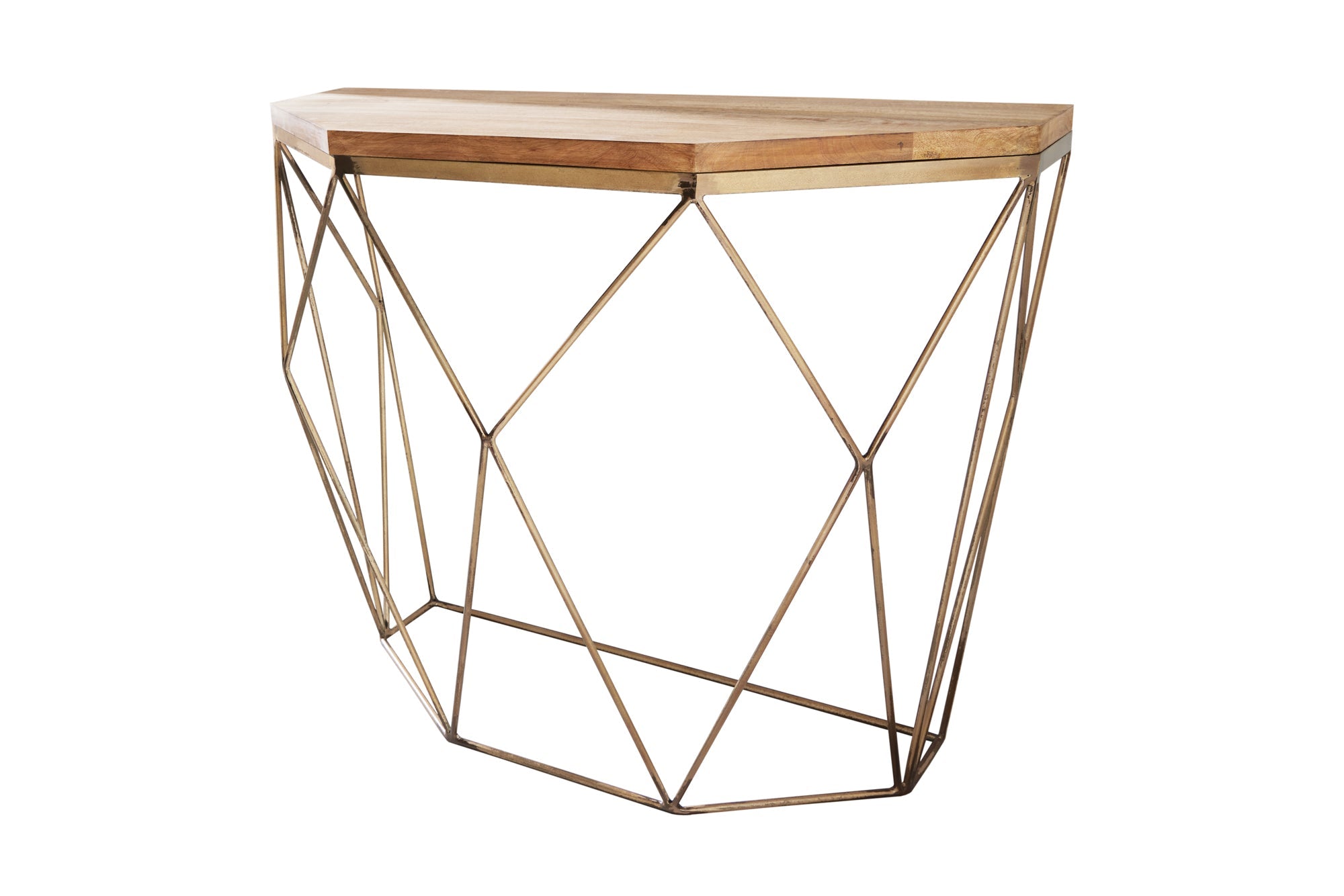 Consola de filigrana DIAMOND 90cm mango latón madera maciza metal