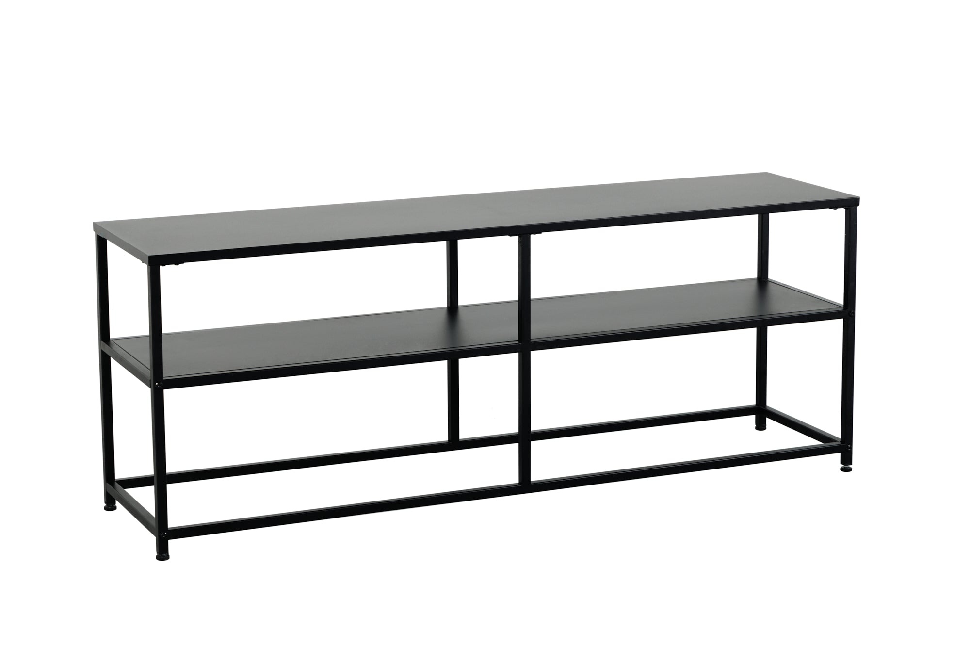 DURA STEEL consola industrial 120cm estante de TV de metal negro con dos estantes