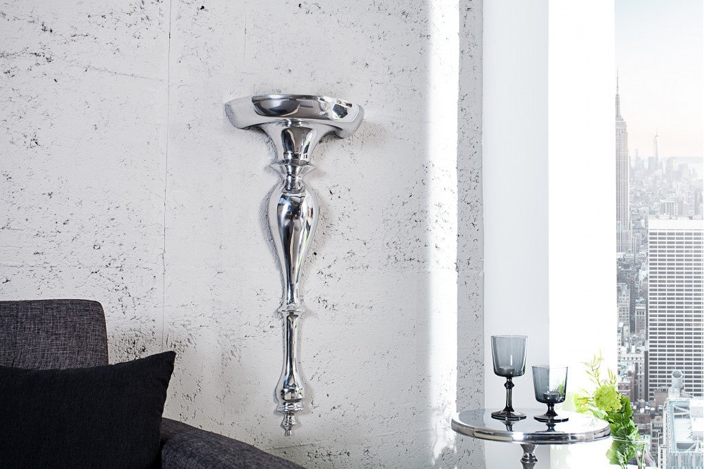 Console murale baroque SCALA 80cm étagère murale en aluminium argenté