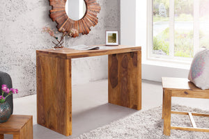 Console solide MAKASSAR 100 cm finition pierre de Sheesham marron
