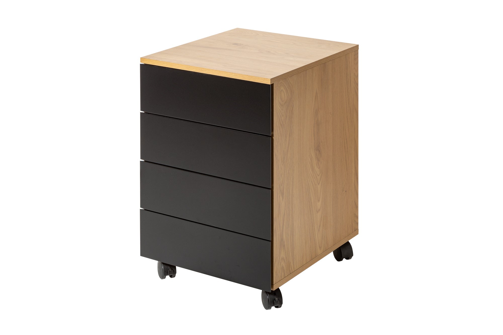 Conteneur roulant moderne STUDIO 40cm aspect chêne noir 4 tiroirs