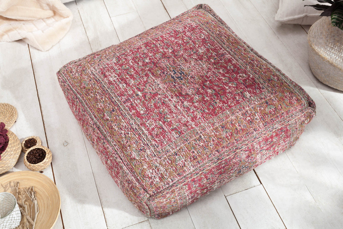 Coussin de sol oriental XL OLD MARRAKESCH 70cm rouge motif floral pouf