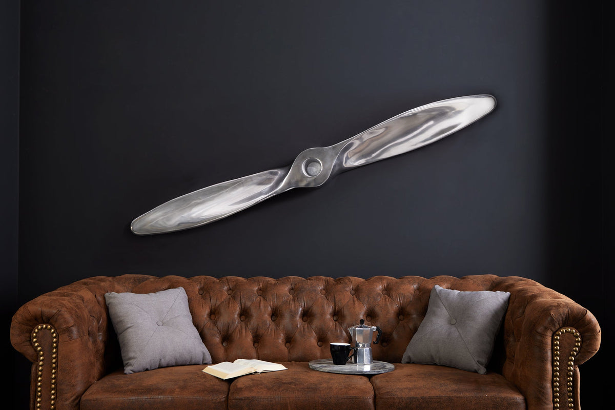 Décoration murale authentique SCREW II 110cm hélice d’avion argentée