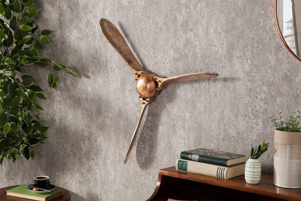 Décoration murale authentique SCREW III 60cm hélice d’avion en cuivre flammé