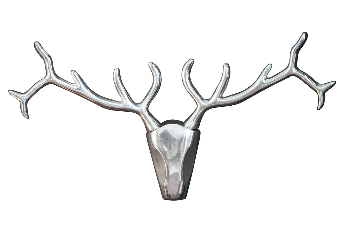 Décoration murale moderne VEADO 100cm bois de cerf argenté