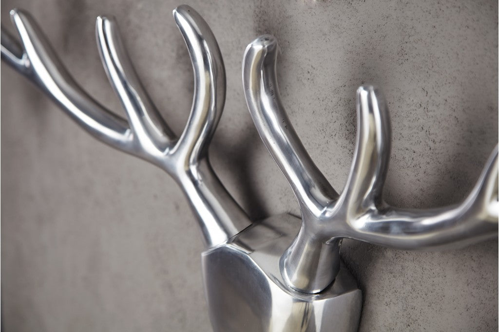 Décoration murale moderne VEADO 100cm bois de cerf argenté
