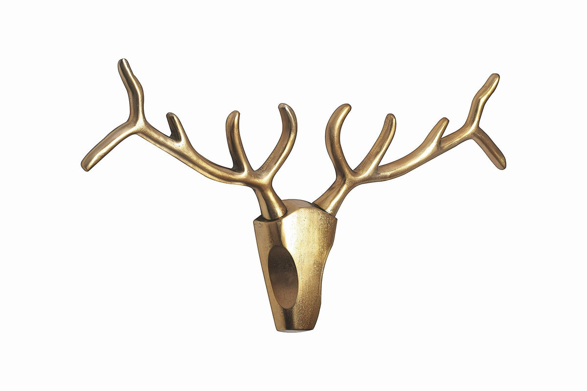 Décoration murale moderne VEADO 100cm bois de cerf doré
