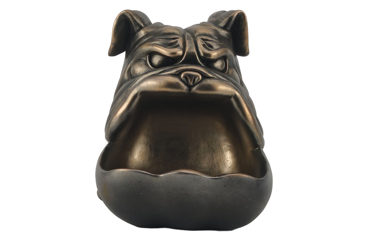 Deko-Figur BULLDOG 30cm bronze mit Ablagefach handmade
