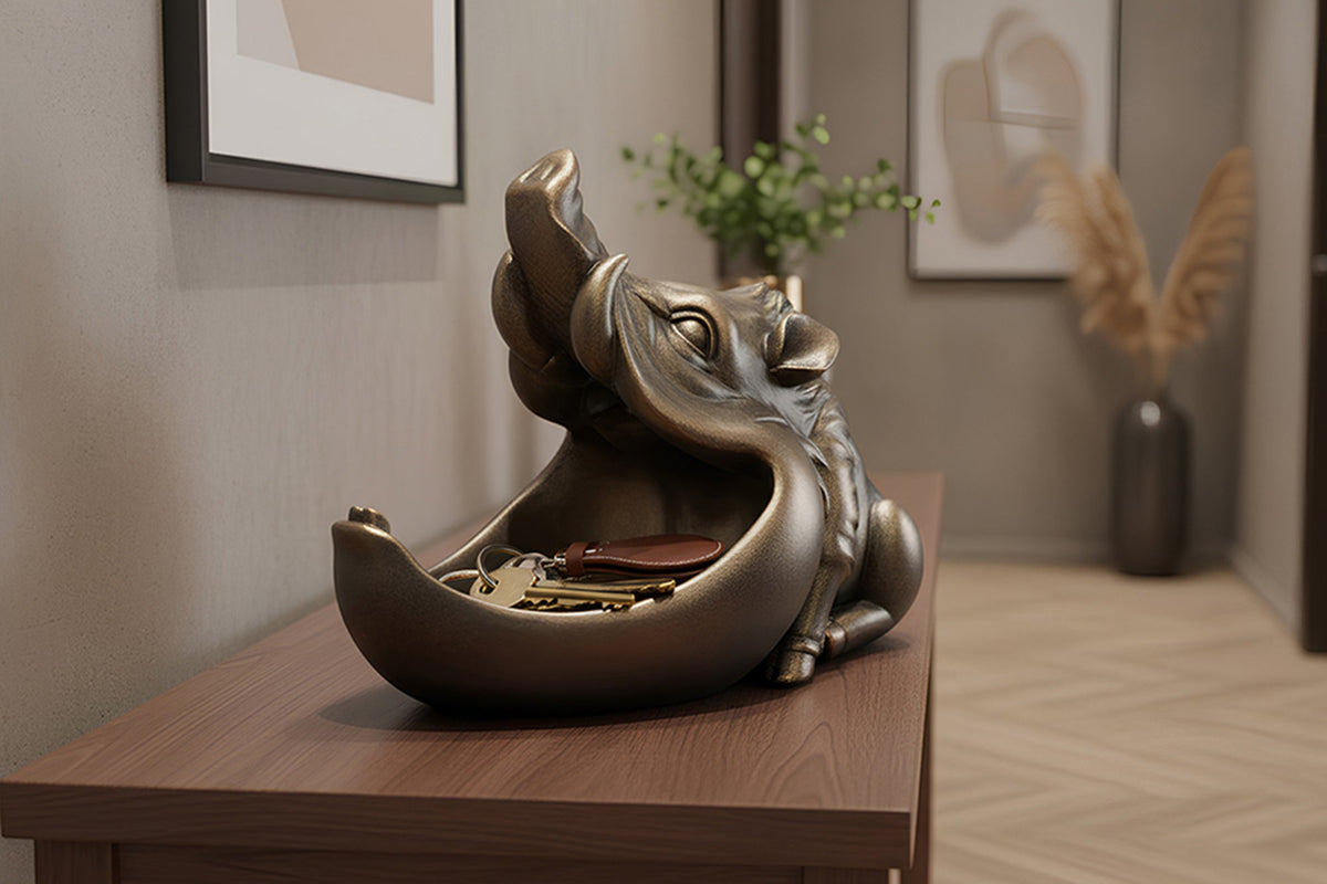 Deko-Figur WARTHOG 35cm bronze mit Ablagefach handmade