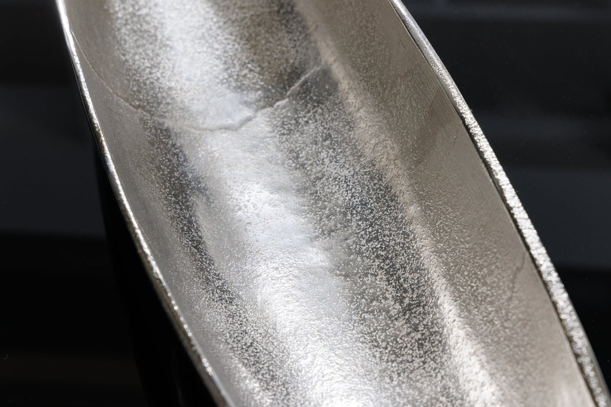 Deko Schale SILVER LEAF 80cm silber handmade Aluminium