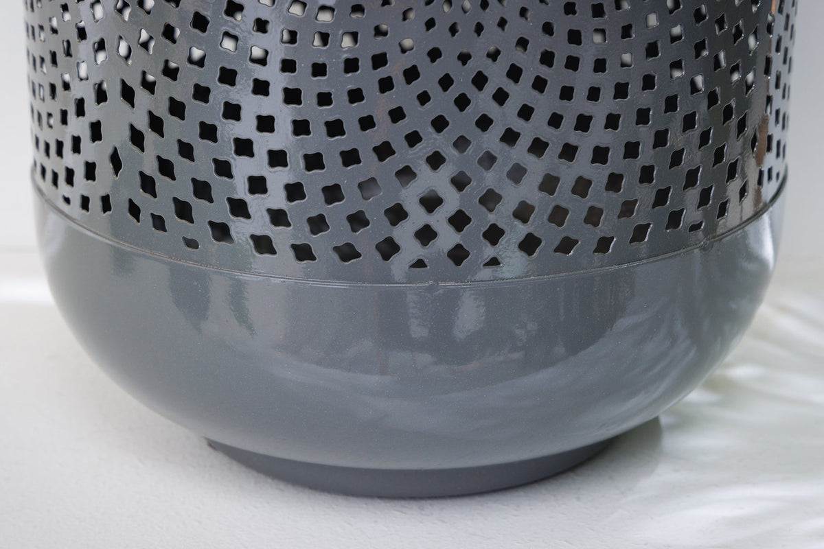 Deko Windlicht CANDLELIGHT 30cm grau Metall handmade Laterne