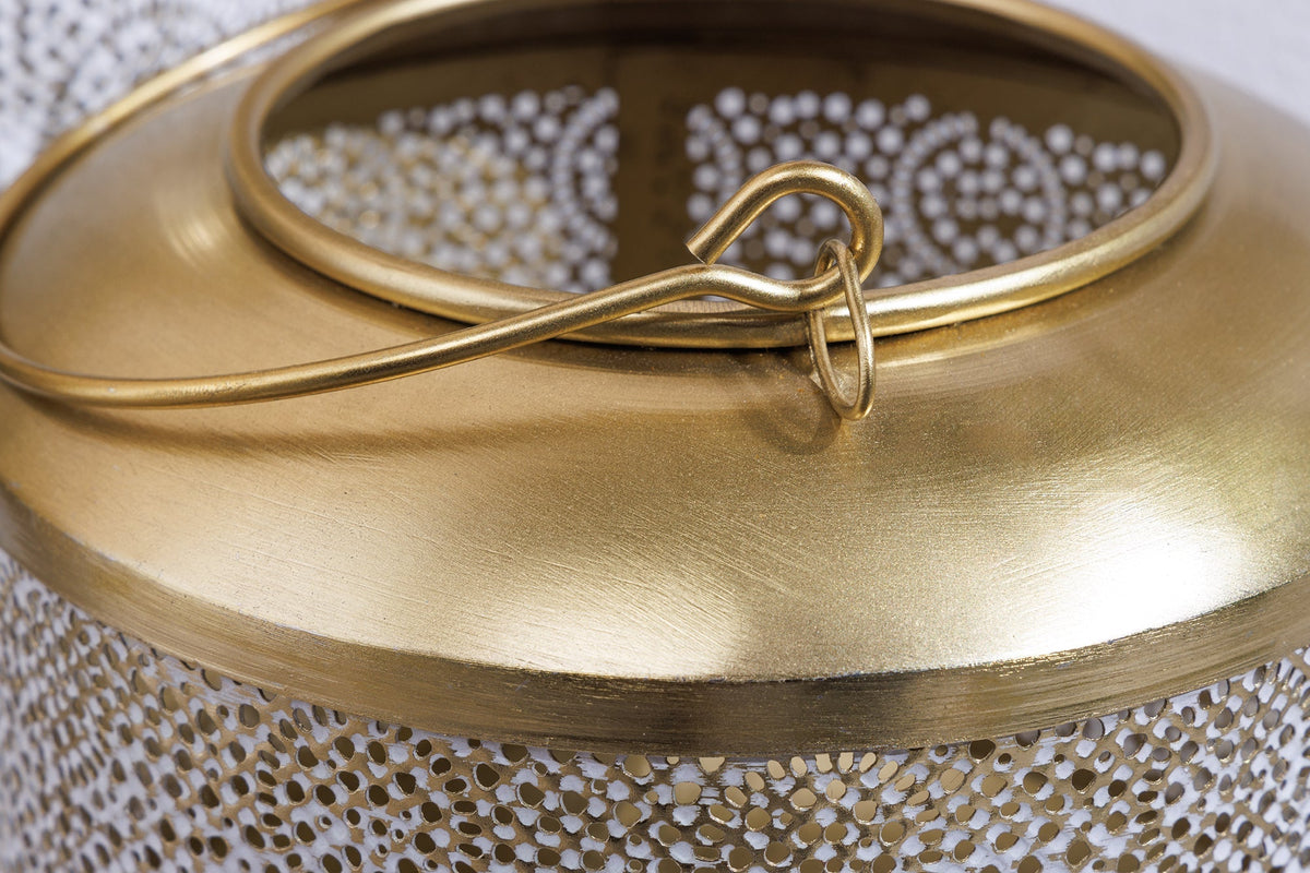 Deko Windlicht ORIENT 25cm gold Metall handmade Laterne mit Patina