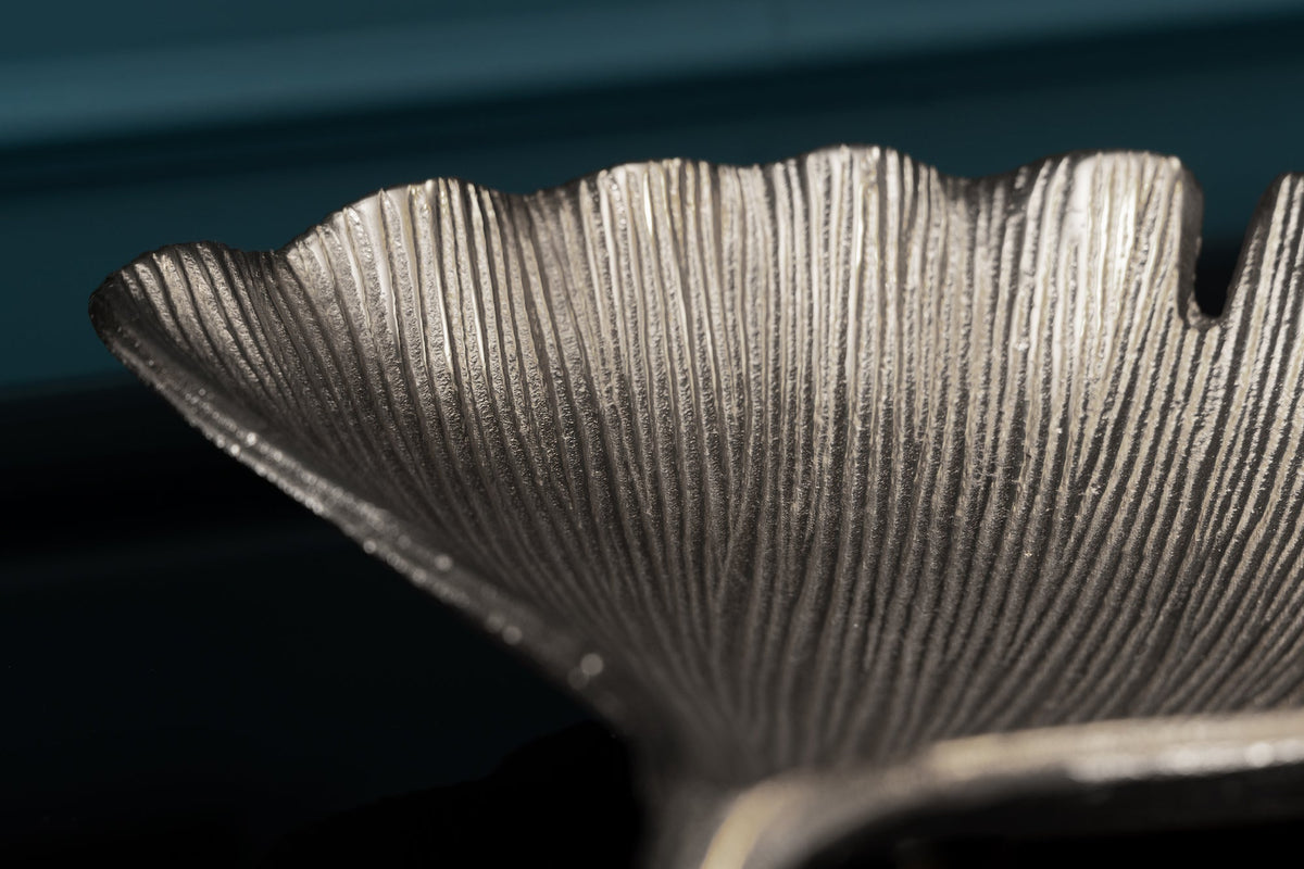 Dekorative Schale GINKGO 35cm silber handmade Metall
