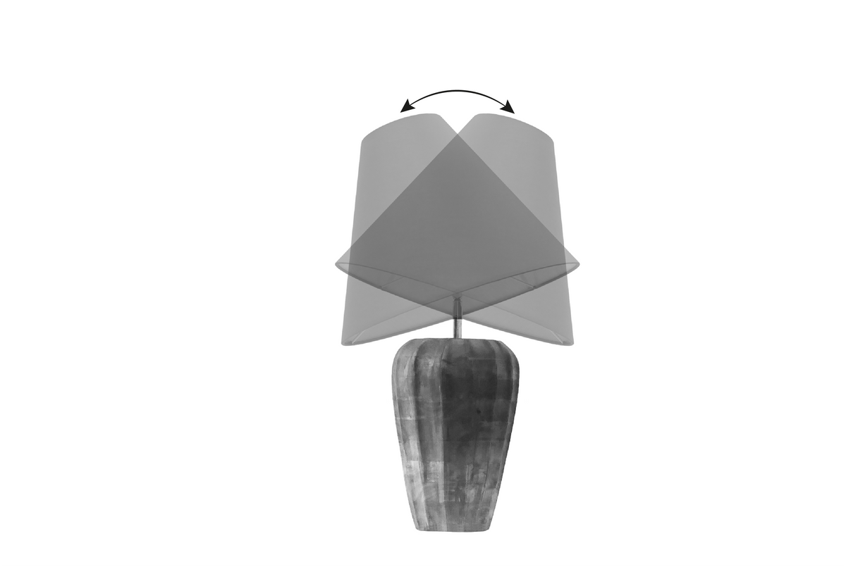 Dekorative Tischlampe STONES OF ZEN 45cm weiß gold mit Stoffschirm rund