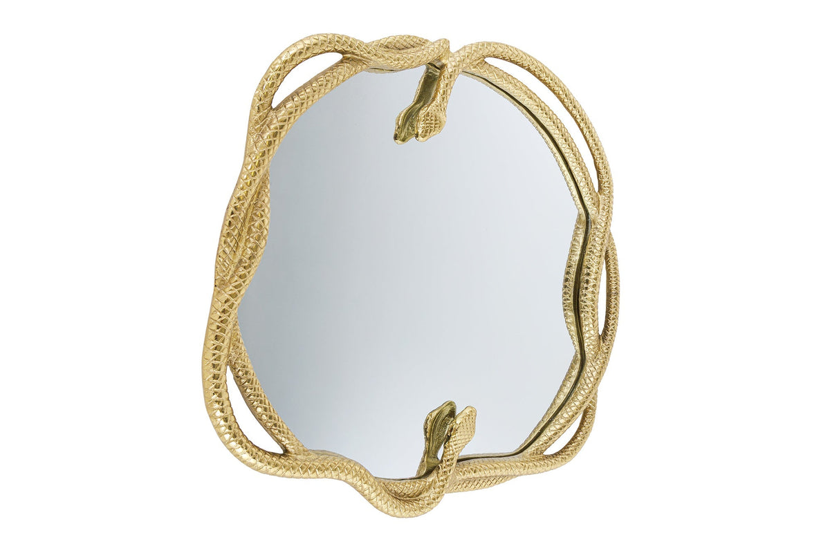 Dekorativer Spiegel SNAKE L 50cm gold Metall Schlangen-Skulptur