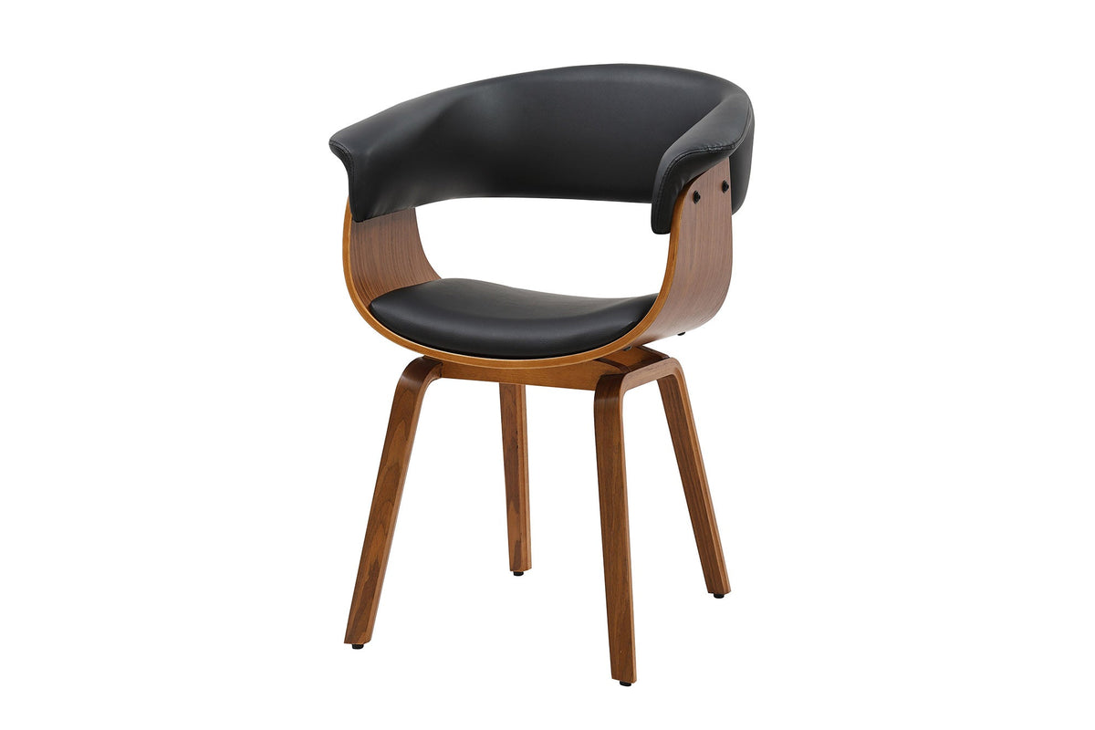 Design chaise ORGANIC noir noyer cuir synthétique avec accoudoirs