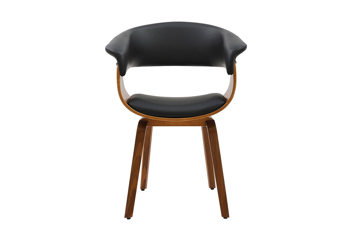 Design chaise ORGANIC noir noyer cuir synthétique avec accoudoirs