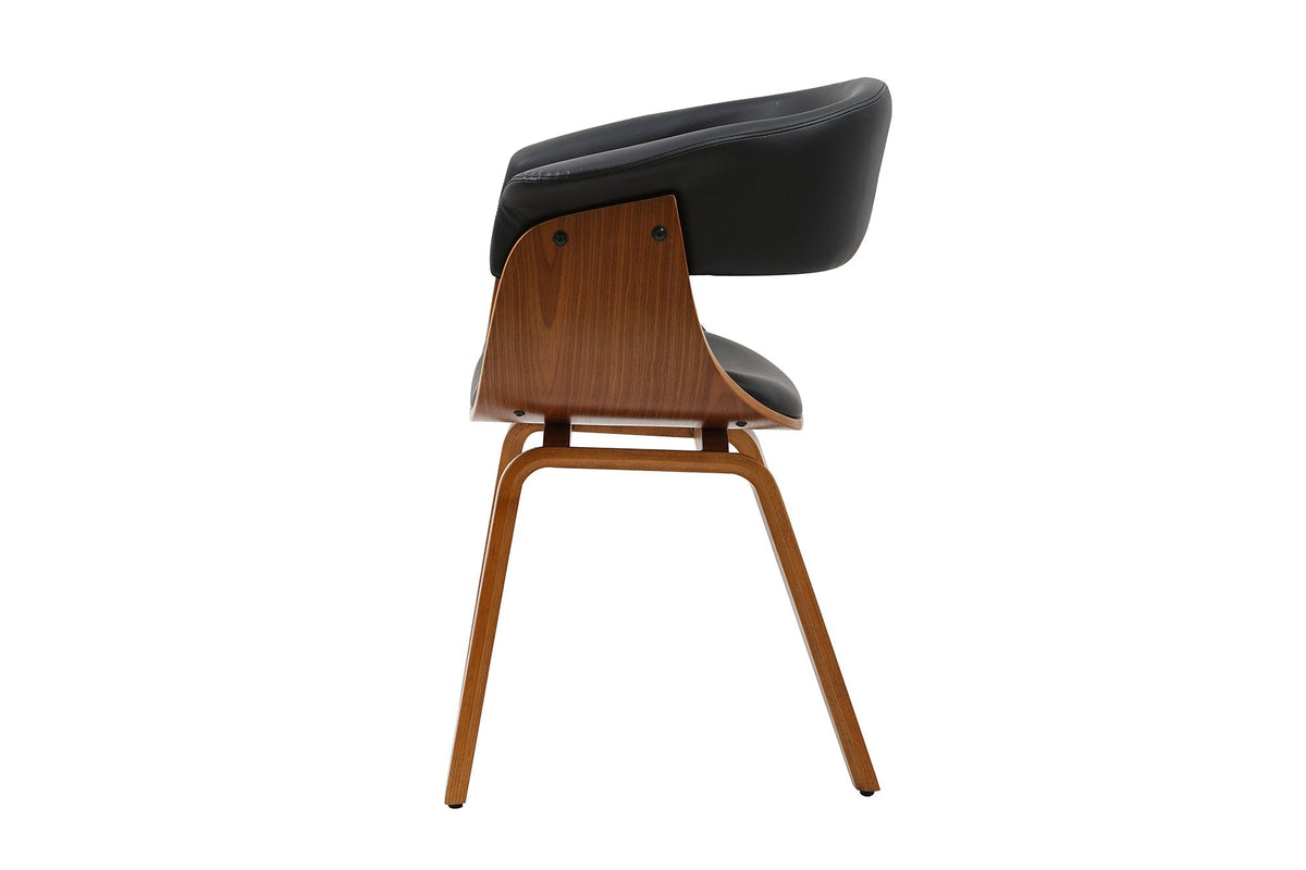 Design chaise ORGANIC noir noyer cuir synthétique avec accoudoirs