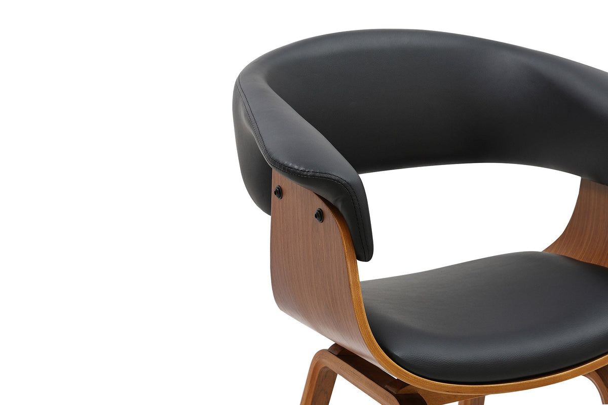 Design chaise ORGANIC noir noyer cuir synthétique avec accoudoirs
