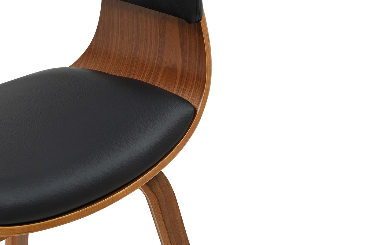 Design chaise ORGANIC noir noyer cuir synthétique avec accoudoirs