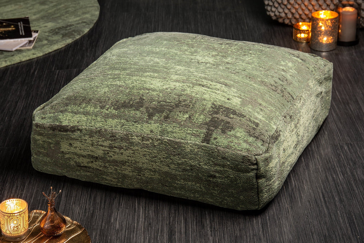 Design coussin de sol XL MODERN ART 70cm vert motif abstrait pouf
