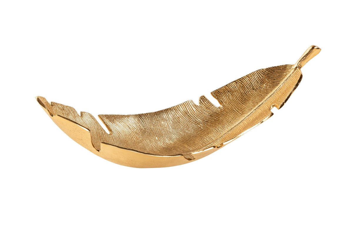 Design Deko Schale GOLD LEAF 65cm gold Blatt Design Metall Handarbeit