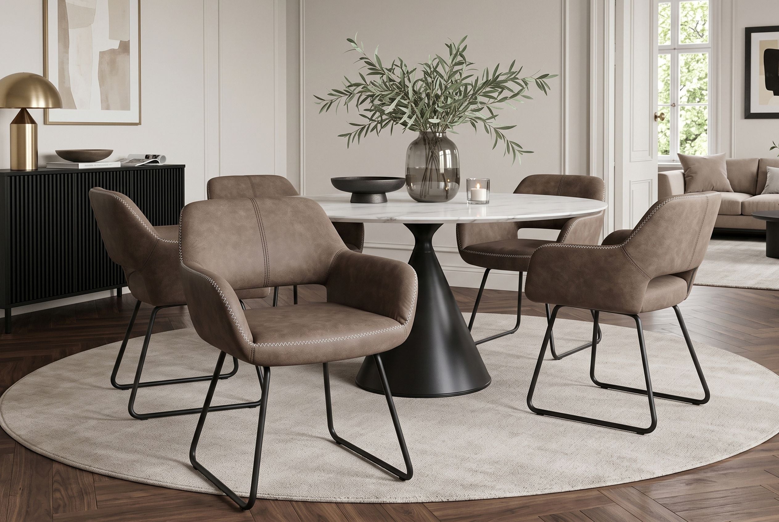 Design fauteuil MUSTANG antique taupe microfibre avec accoudoir