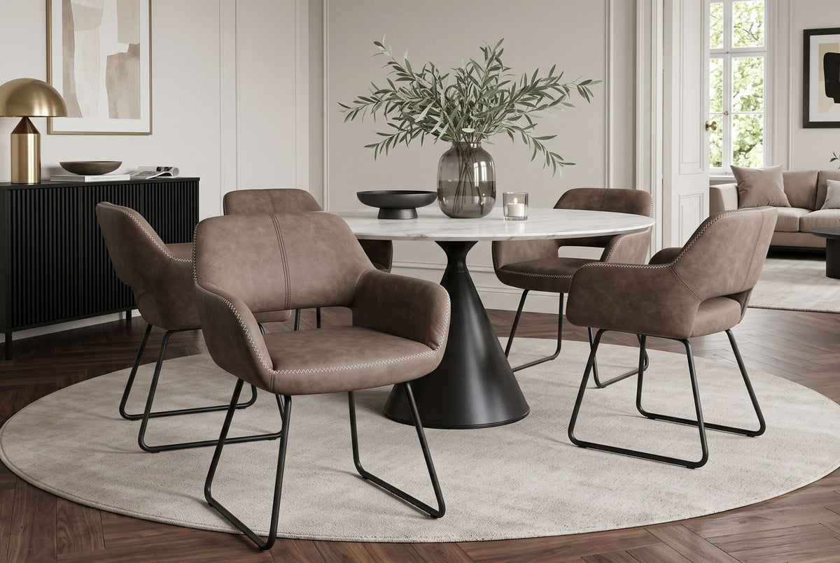 Design fauteuil MUSTANG antique taupe microfibre avec accoudoir