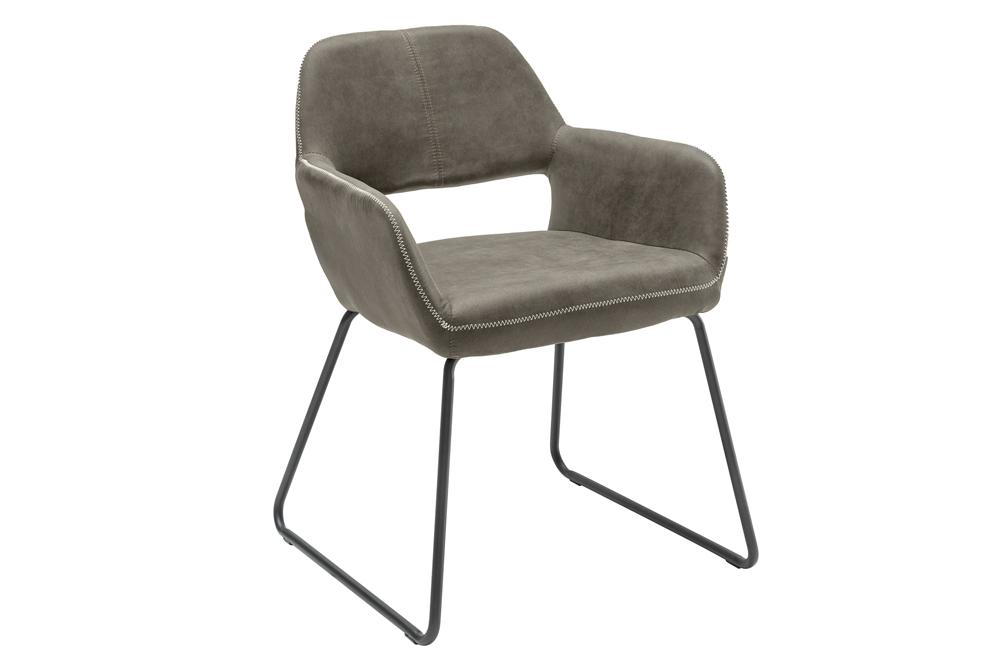 Design fauteuil MUSTANG antique taupe microfibre avec accoudoir