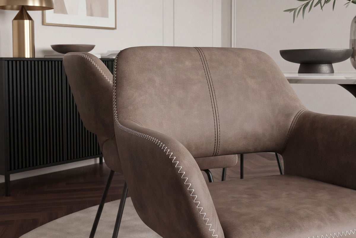 Design fauteuil MUSTANG antique taupe microfibre avec accoudoir