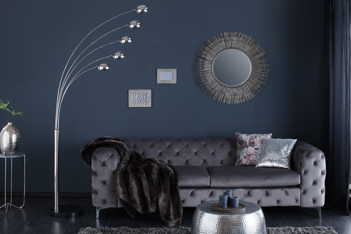 Design lampe arco FIVE LIGHTS 205cm chromé lampadaire avec pied en marbre noir
