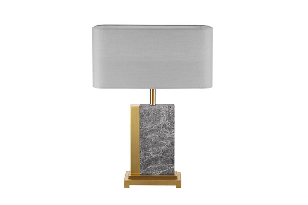 Design lampe de table ELEGANCIA 65cm or gris abat-jour en tissu marbre