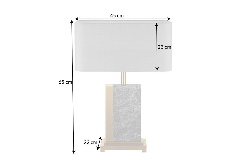 Design lampe de table ELEGANCIA 65cm or gris abat-jour en tissu marbre