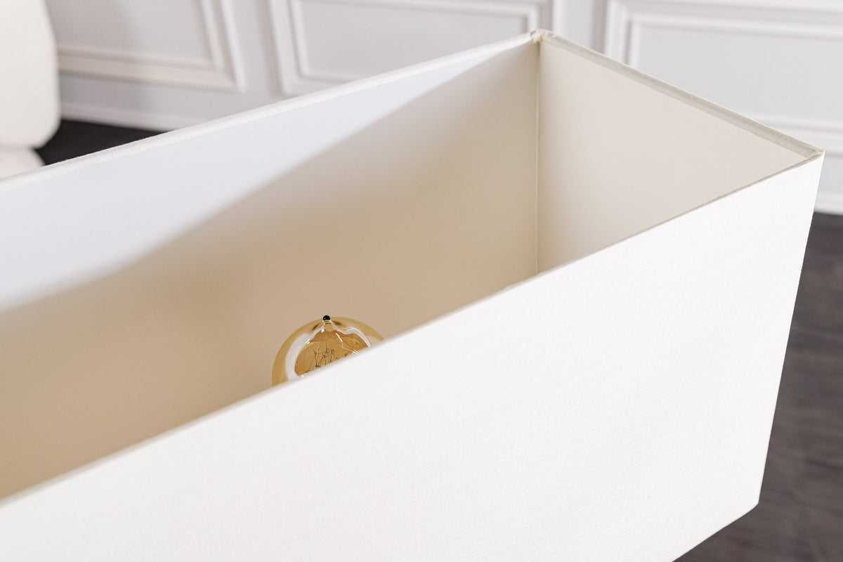 Design lampe de table WAVE 60cm naturel bois massif handmade blanc abat-jour en coton