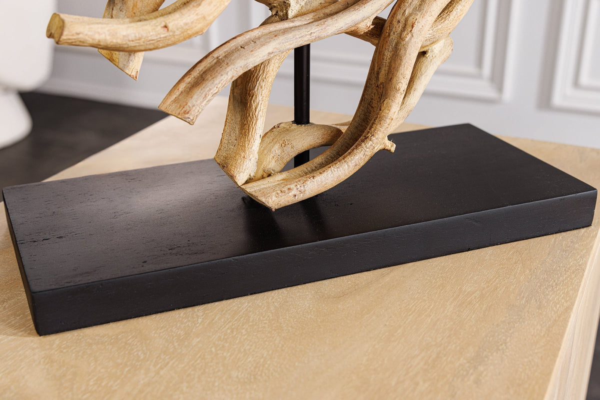 Design lampe de table WAVE 60cm naturel bois massif handmade blanc abat-jour en coton