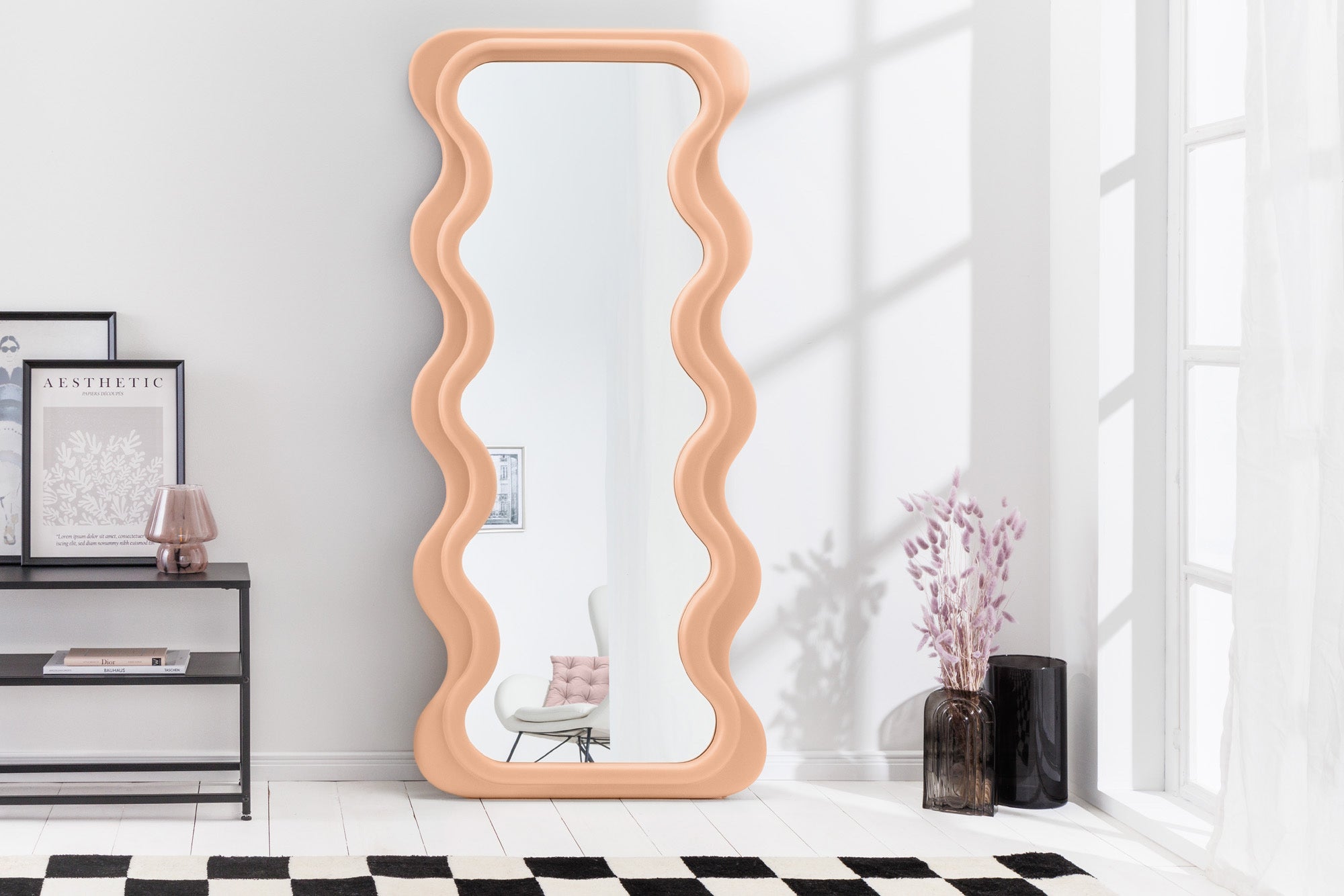 Design miroir mural CURVY 160cm apricot miroir pastel