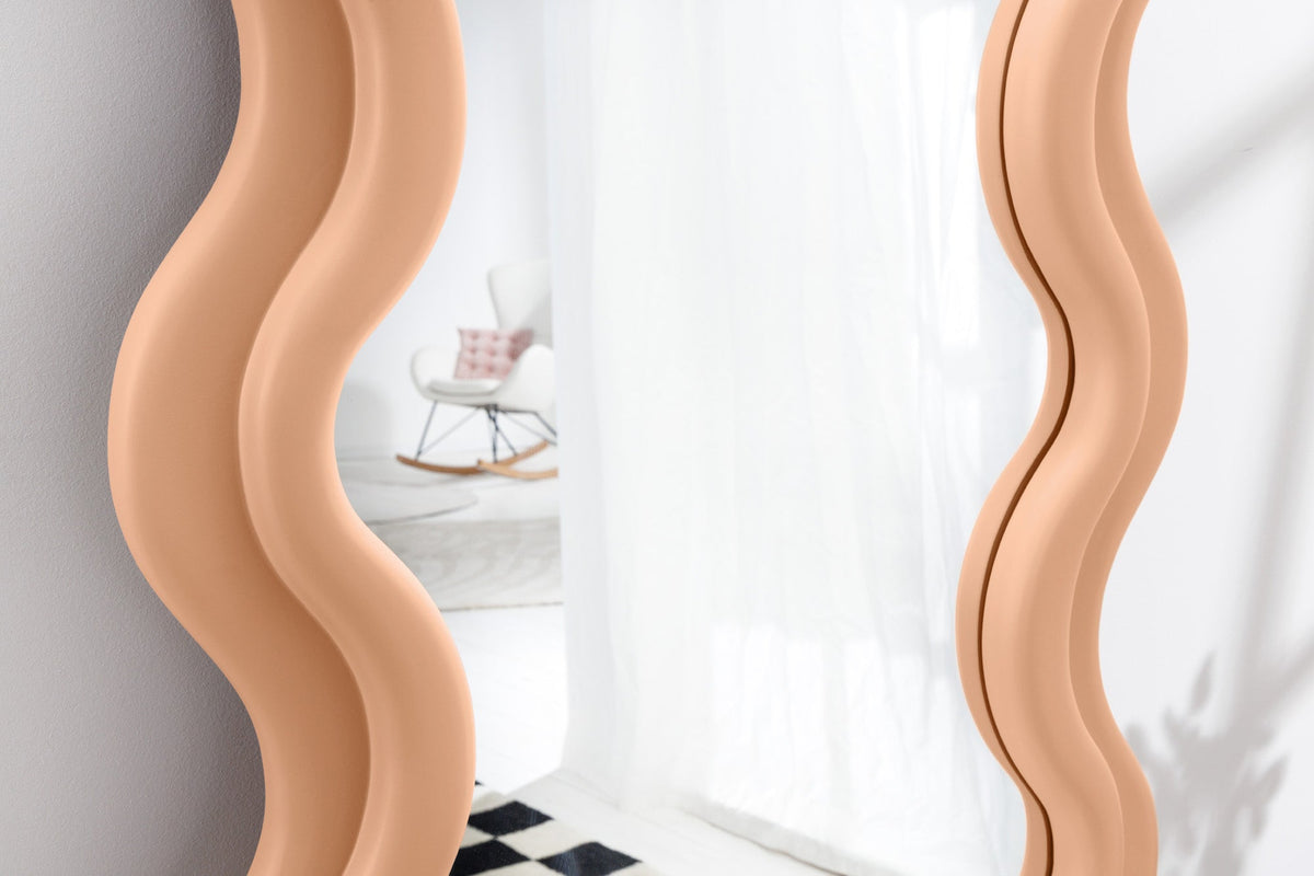 Design miroir mural CURVY 160cm apricot miroir pastel