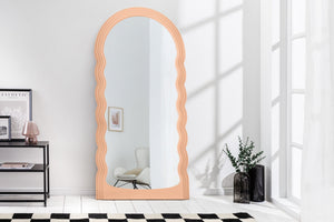 Design miroir mural WAVE 160cm apricot pastel miroir à arc rond