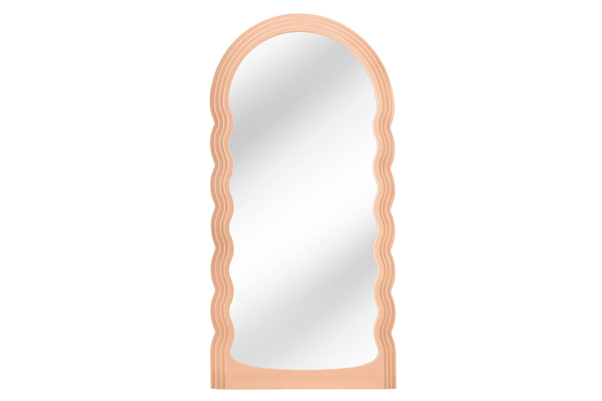 Design miroir mural WAVE 160cm apricot pastel miroir à arc rond
