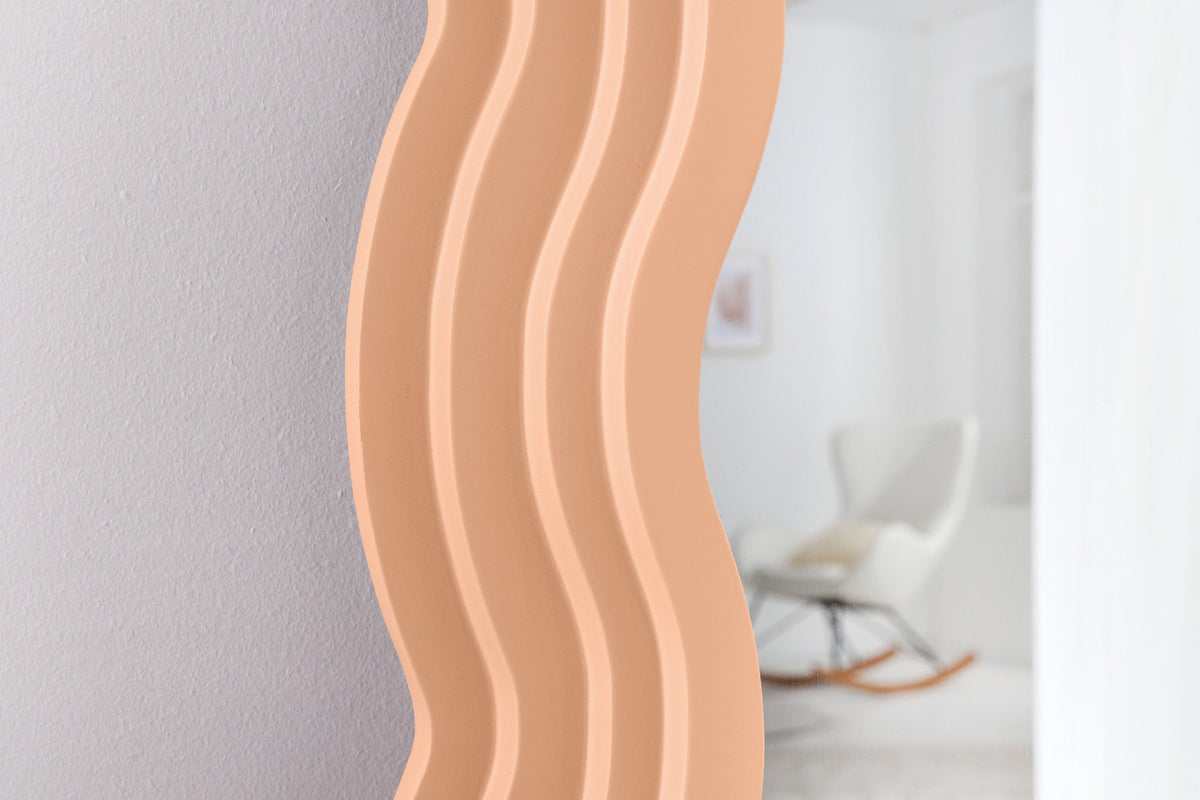 Design miroir mural WAVE 160cm apricot pastel miroir à arc rond