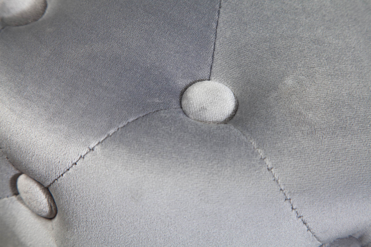 Design pouf MODERN BAROCK 37cm gris-noble or velours Chesterfield