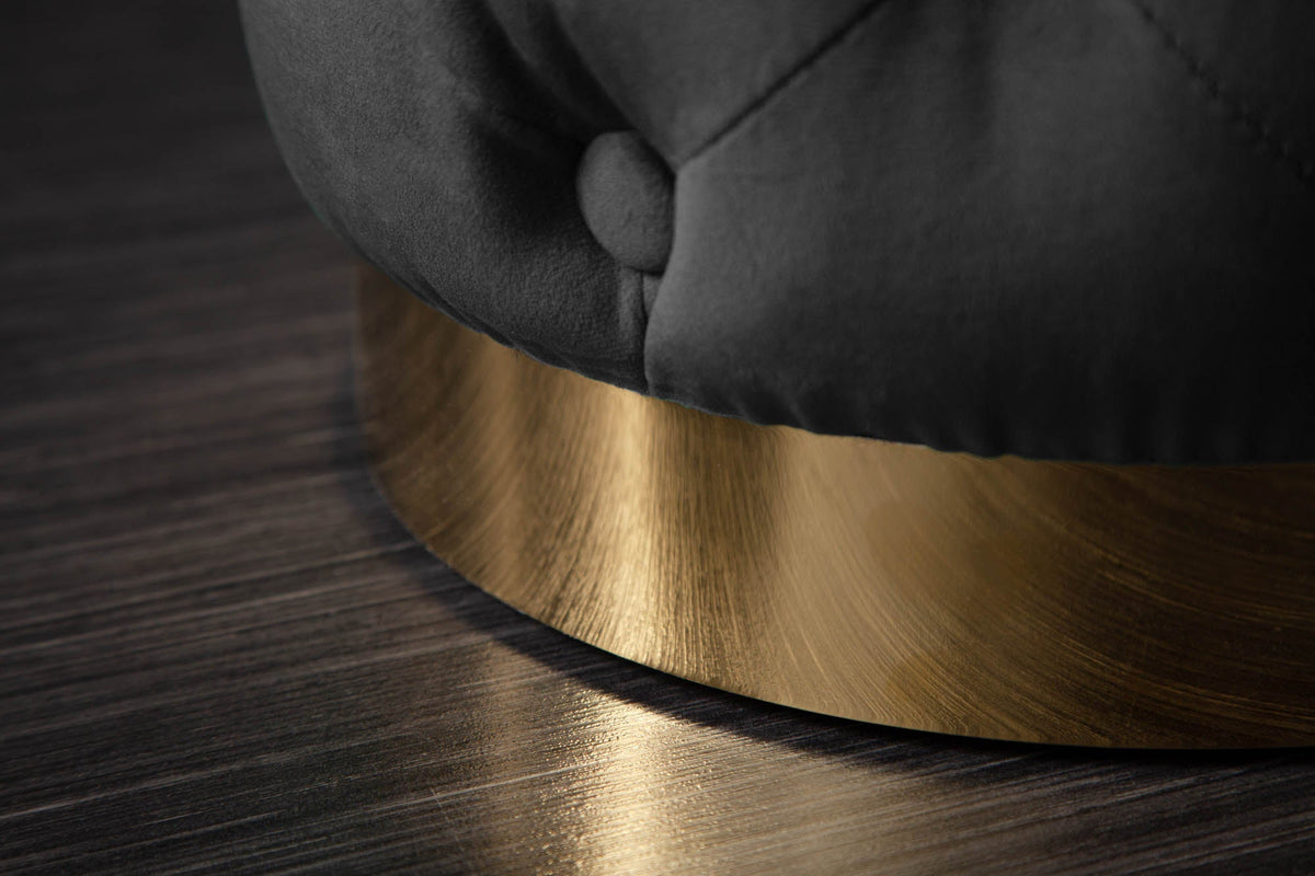 Design pouf MODERN BAROCK 40cm noir or velours Chesterfield