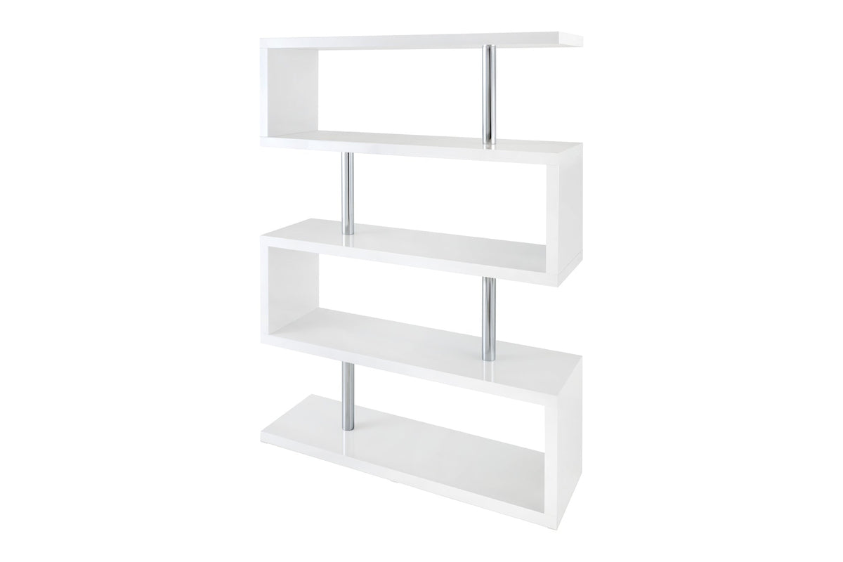 Design Regal SNAKE 165cm weiß Bücherregal Hochglanz mit fünf Böden