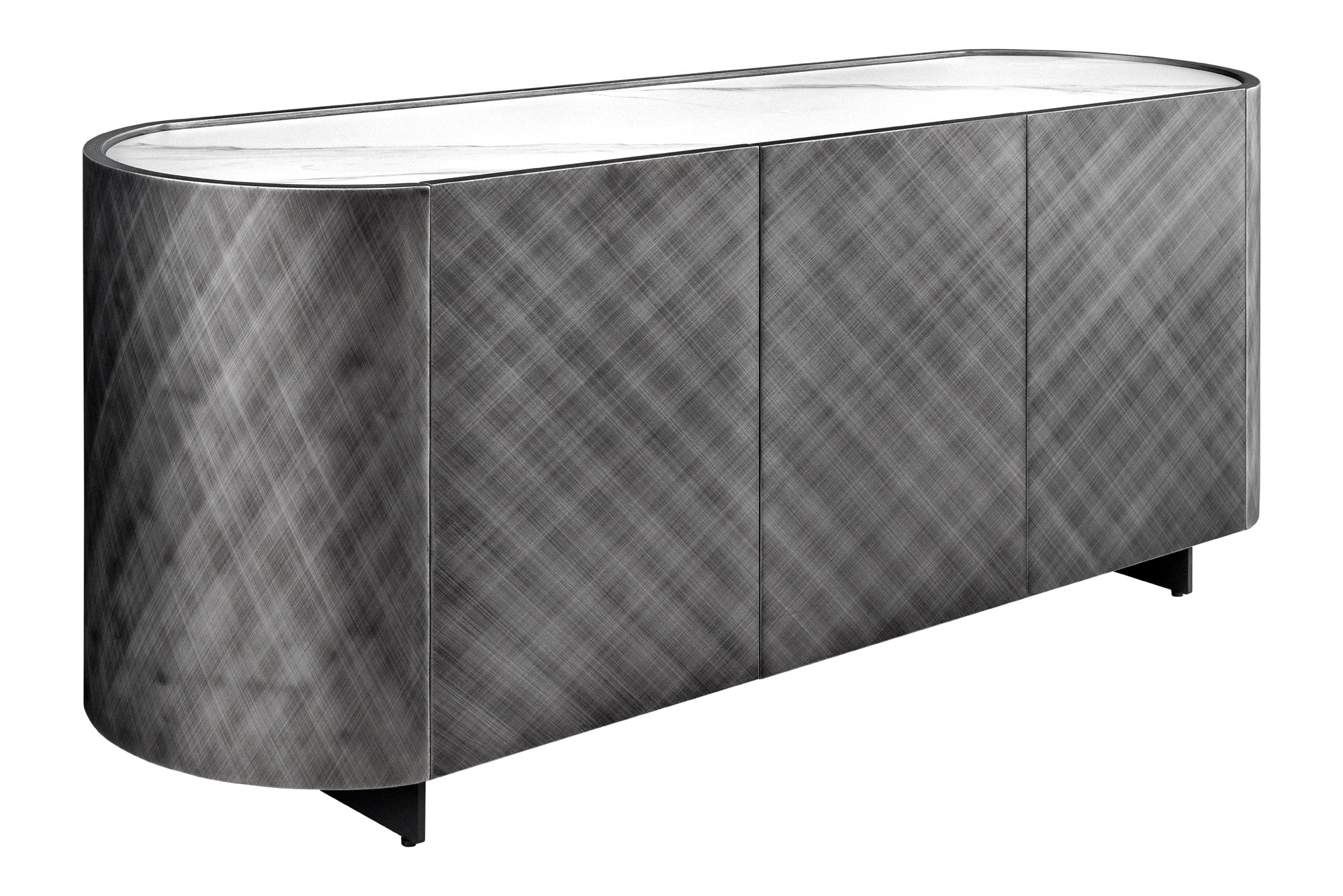 Design Sideboard REFLECTION 150cm weiß Keramik Marmor anthrazit 3D Effekt brushed Finish