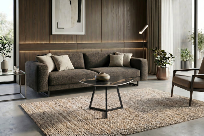 Design table basse MARVELOUS 70cm noir or sable AURORA ORO céramique métal